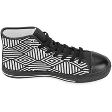 B&W Geo Print Women's Classic High Top Canvas Sneakers