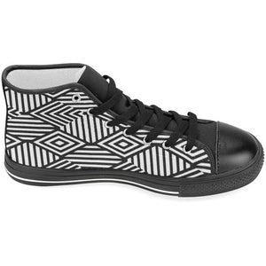 B&W Geo Print Women's Classic High Top Canvas Sneakers