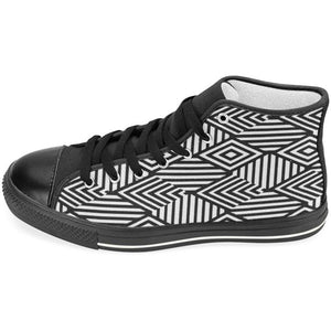 B&W Geo Print Women's Classic High Top Canvas Sneakers