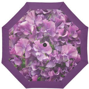 PURPLE FLORAL BORDER Auto-Foldable Umbrella