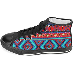 Bright Aztec Print Inspired Women's Classic High Top Canvas Sneakers