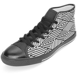 B&W Geo Print Women's Classic High Top Canvas Sneakers